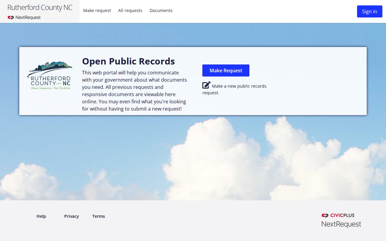 Rutherford County NextRequest portal