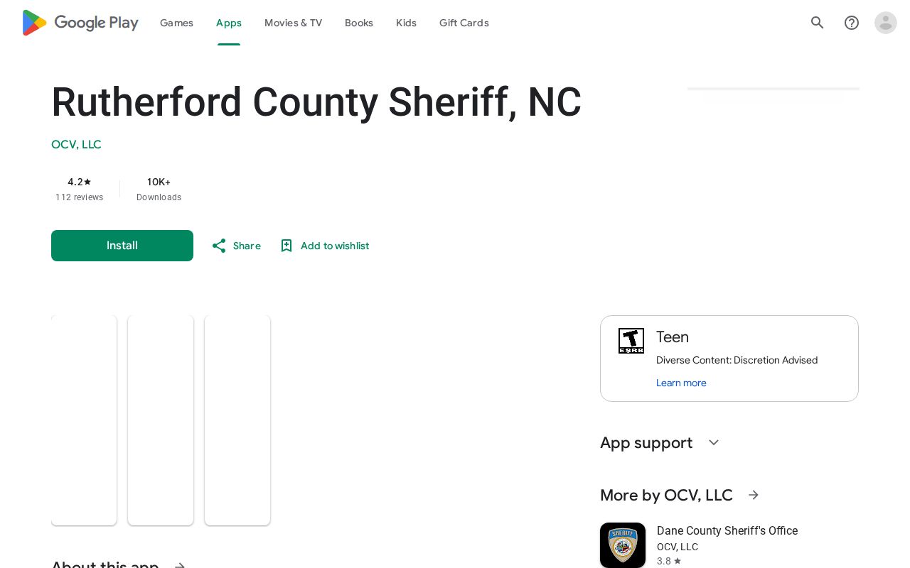 Official Rutherford County Sheriff North Carolina Android app listing