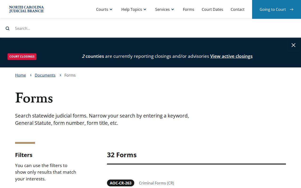 North Carolina expunction forms search