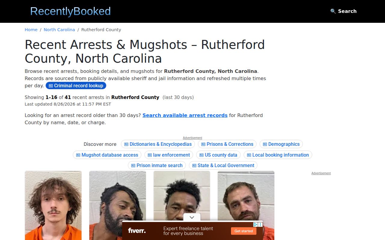 Unofficial RecentlyBooked Rutherford County page